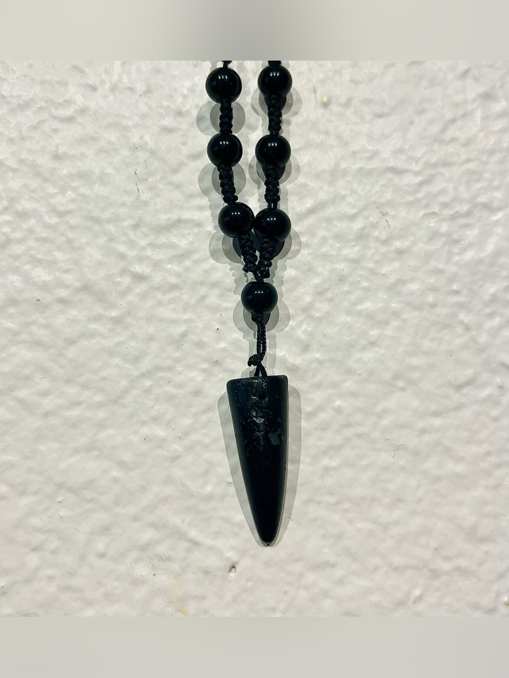 Vintage Black Beaded Pendant Necklace